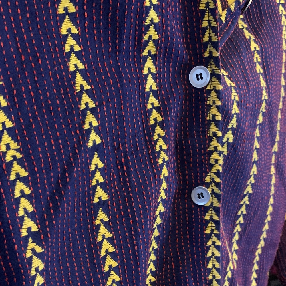 Navy, orange & Yellow Hooded Cardigan Embroidered Jacket - Picture 4 of 9